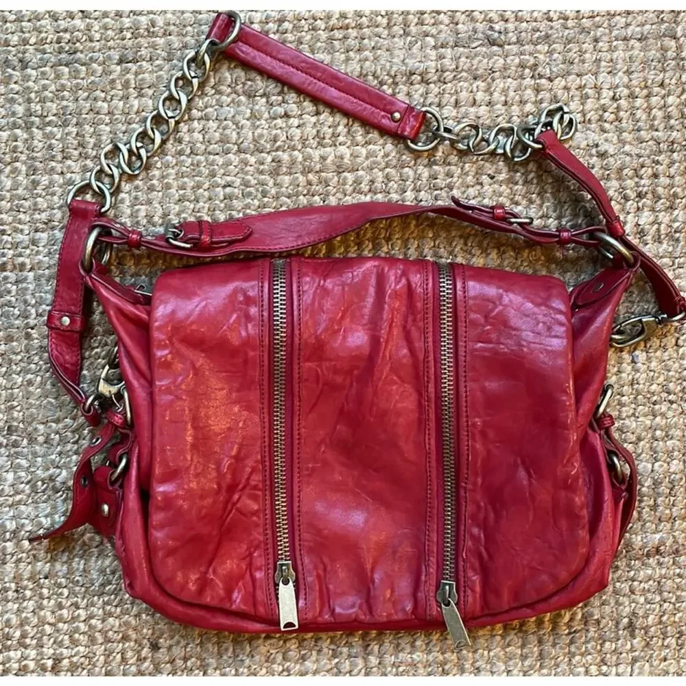 Cynthia Rowley red vintage hobo satchel crossbody bag purse